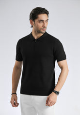 Black Texture Polo Shirt